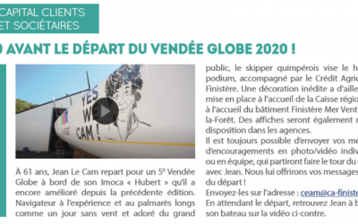 Dans le VENDEE GLOBE et avec l’appui du Crédit Agricole  : “Jean nous donne la patate”